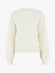 Pull droit uni en maille zigzag - Écru - 4