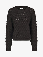 Pull en maille uni texturé - Noir - 4