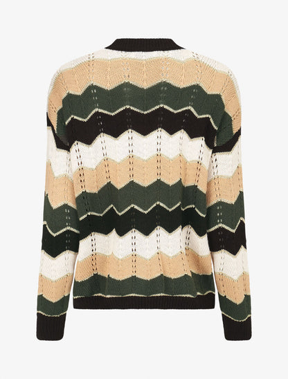Pull à imprimé zigzag irisé - Noir - 2