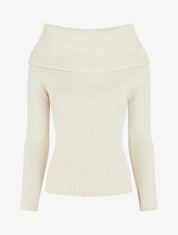Pull côtélé irisé à col montant - Crème - 4