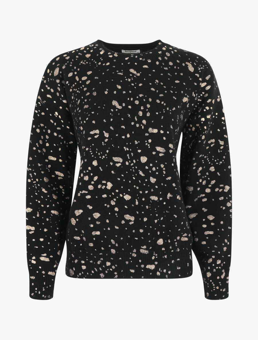 Pull uni à imprimé moucheté irisé - Noir - 1