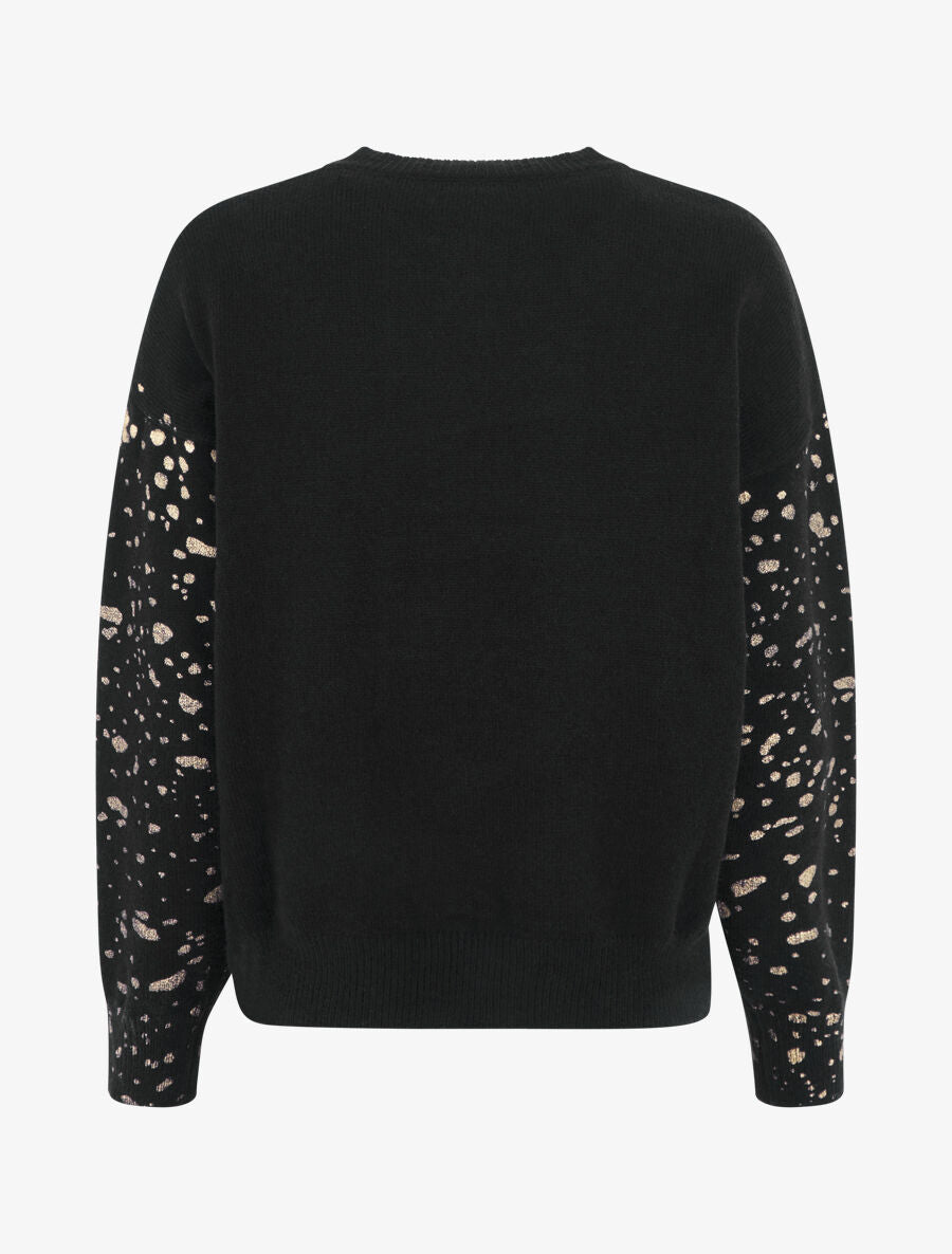 Pull uni à imprimé moucheté irisé - Noir - 2