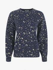 Pull uni à imprimé moucheté irisé - Marine - 1