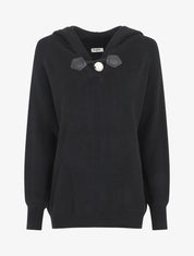 Pull côtelé à capuche - Noir - 4