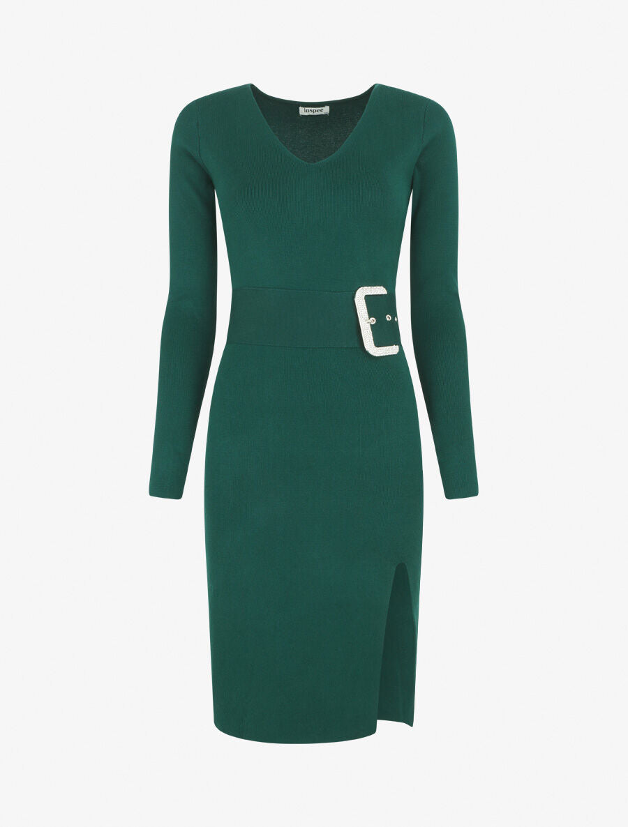 Robe pull à ceinture strassé trompe-l&