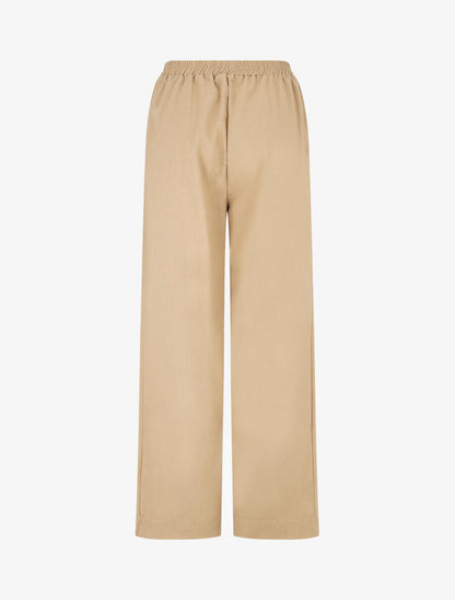 Ensemble chemise et pantalon uni effet lin - Beige - 6