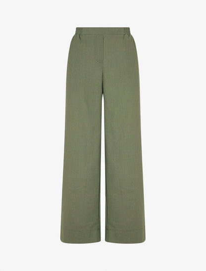 Ensemble chemise et pantalon uni effet lin - Kaki - 5