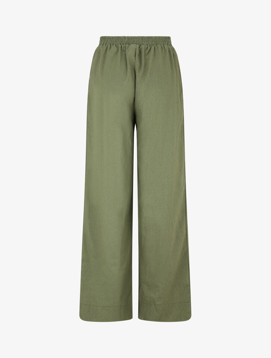 Ensemble chemise et pantalon uni effet lin - Kaki - 6