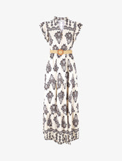 Robe longue imprimé cachemire fantaisie - Marine/écru - 4