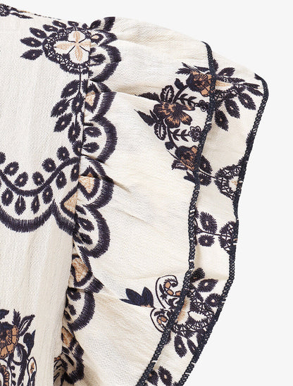 Robe longue imprimé cachemire fantaisie - Marine/écru - 3