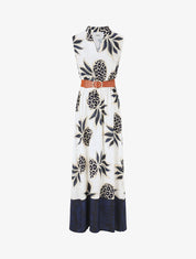 Robe longue sans manches imprimé ananas - Marine - 4