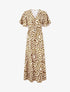 Robe longue col cache-coeur imprimé graphique - Taupe - 1