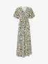 Robe longue col cache-coeur imprimé graphique - Kaki - 4