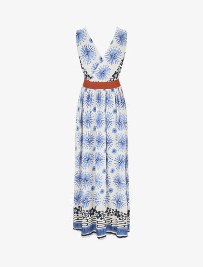 Robe longue sans manches à imprimé fantaisie - Marine - 2