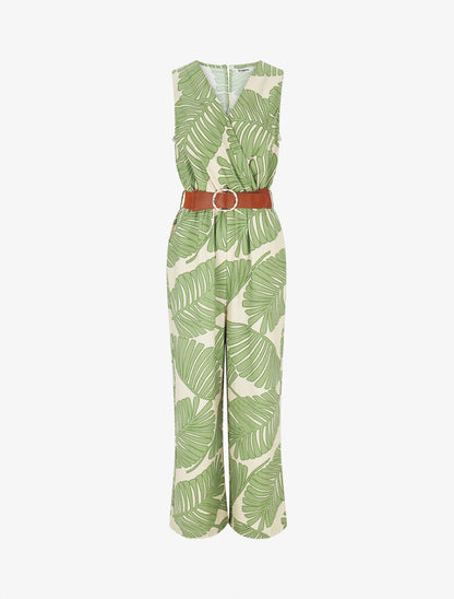 Combinaison sans manches imprimé tropical - Vert - 1