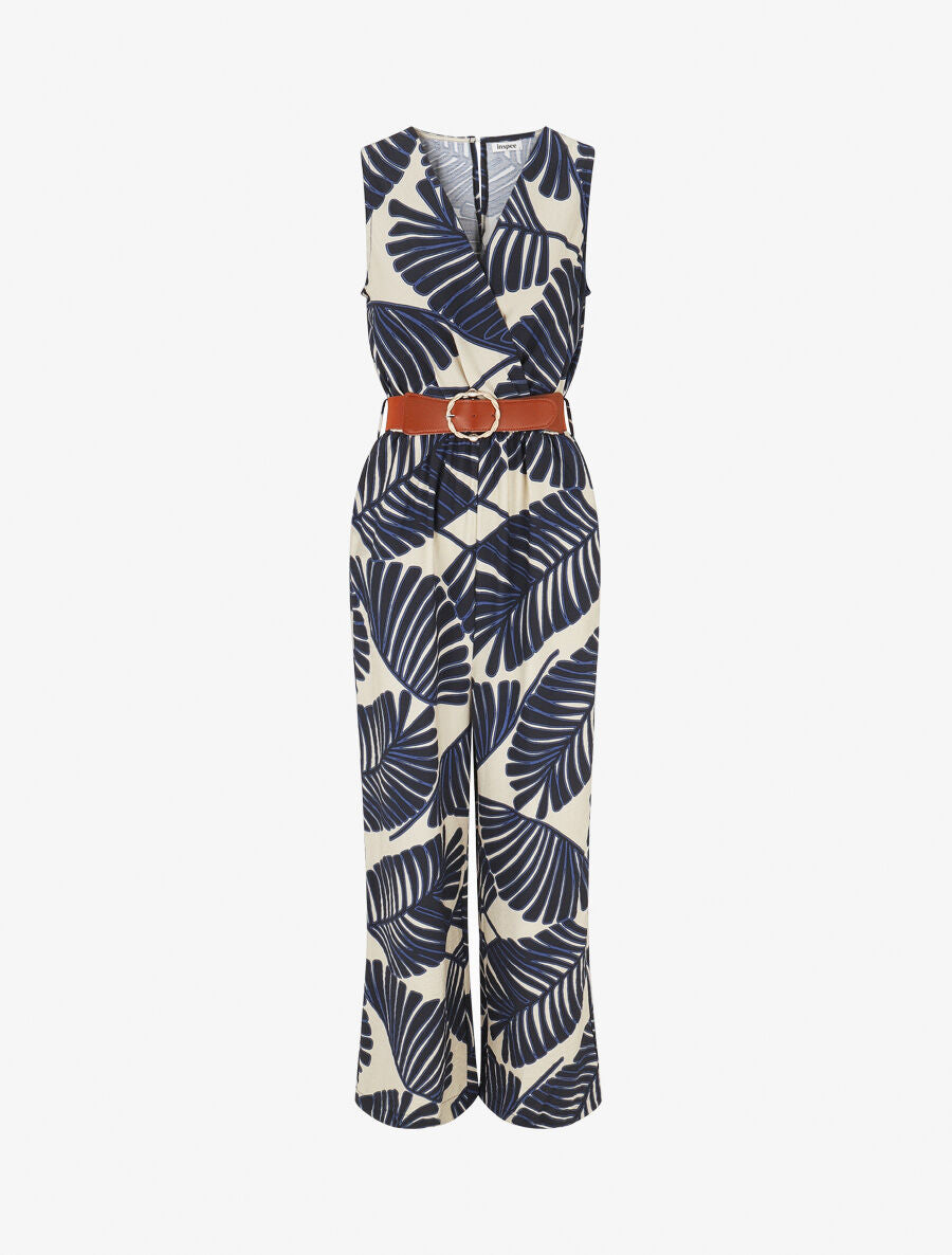 Combinaison sans manches imprimé tropical - Marine - 4