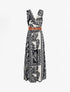 Robe longue sans manches feuilles graphiques - Marine - 4