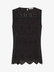 Top droit sans manches en broderie anglaise - Noir - 1