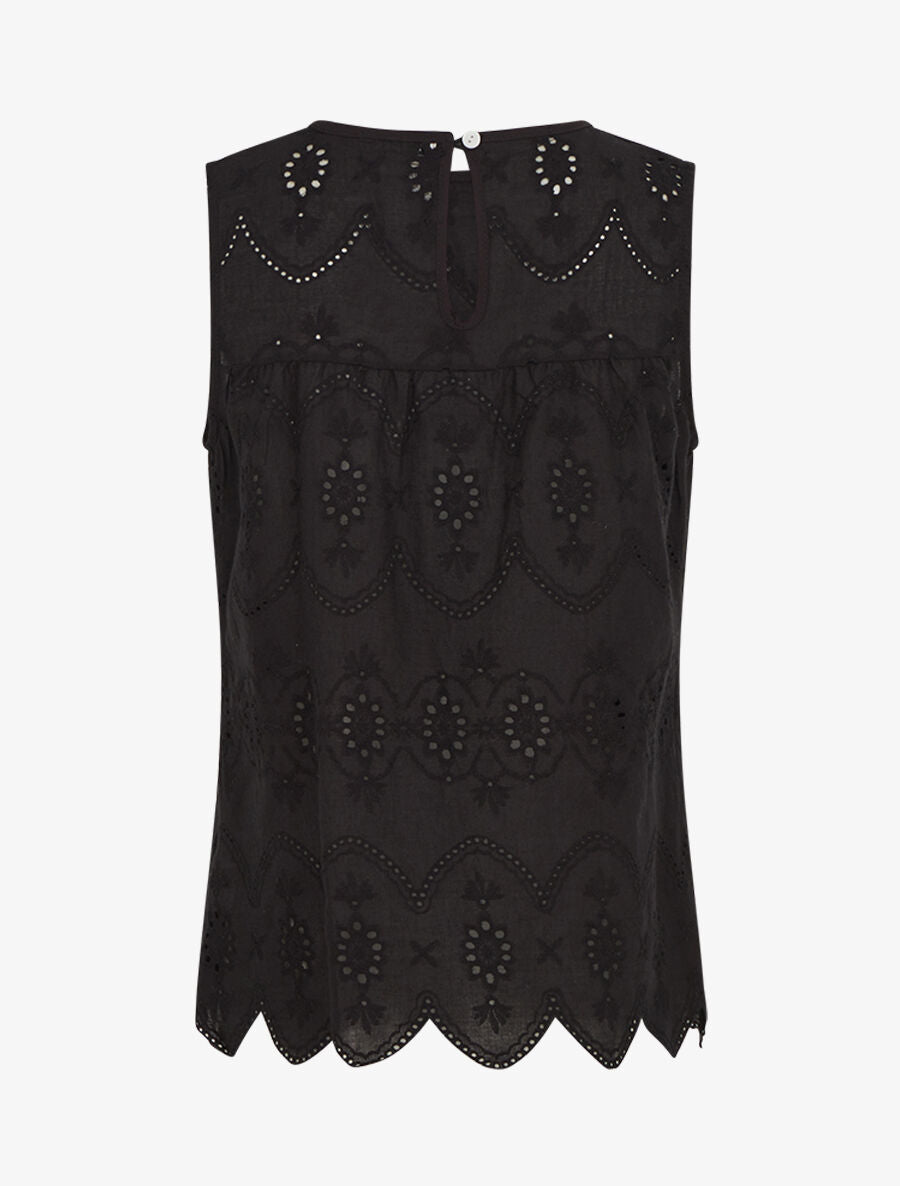 Top droit sans manches en broderie anglaise - Noir - 2