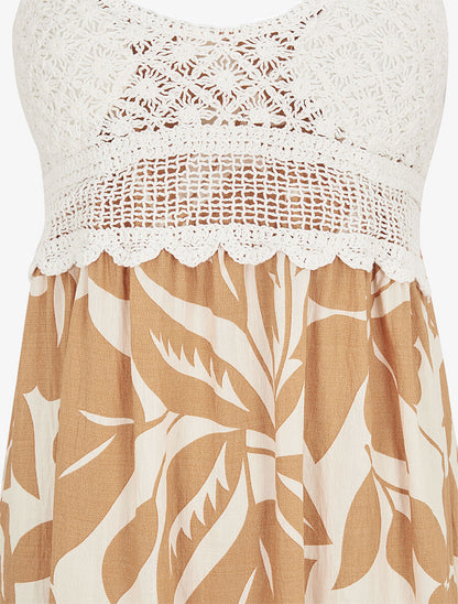 Robe longue graphique à buste en crochet - Camel - 3
