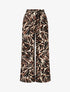 Pantalon imprimé abstrait à taille haute élastiquée - Marron - 1