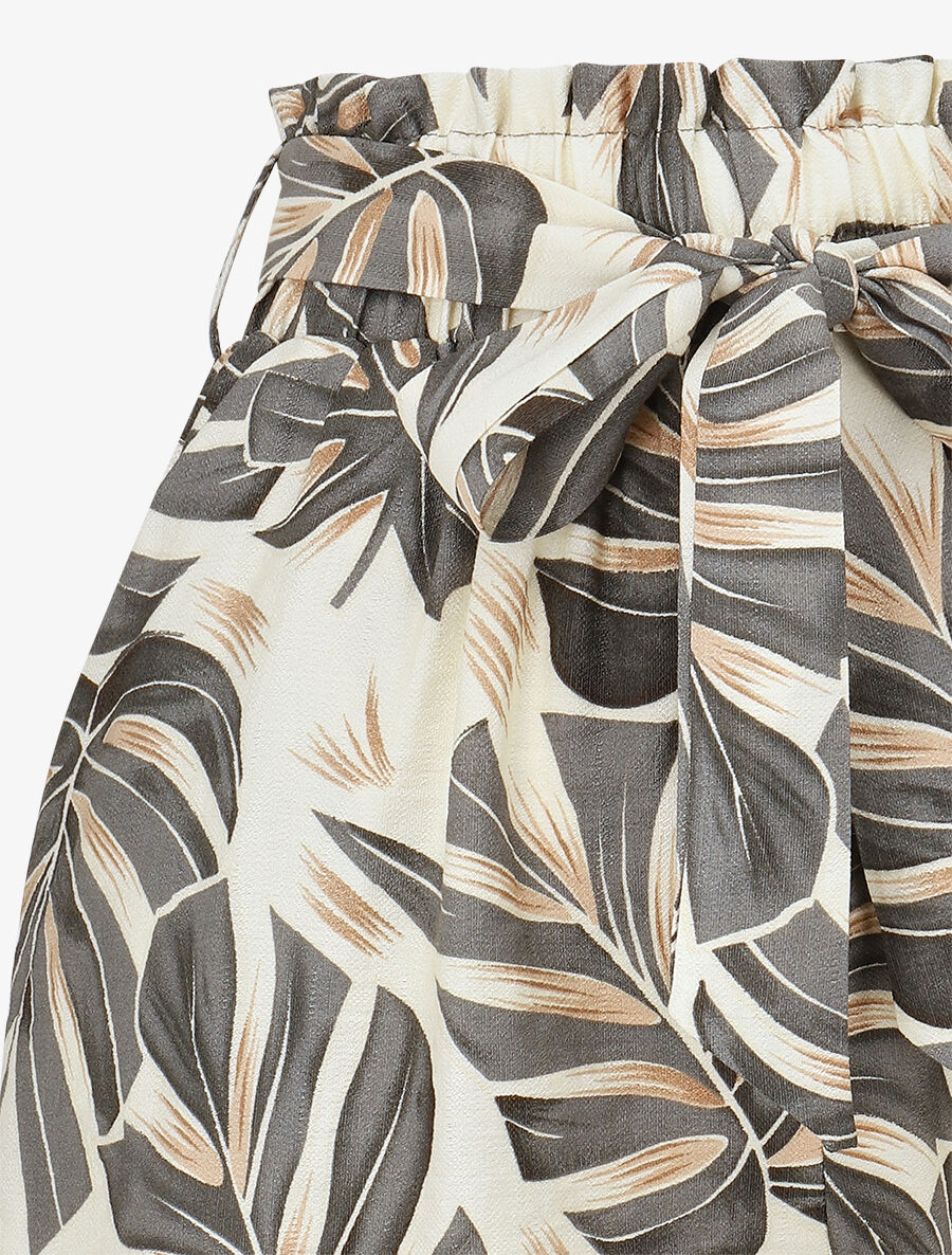 Short paper bag imprimé feuille tropicales - Gris - 3