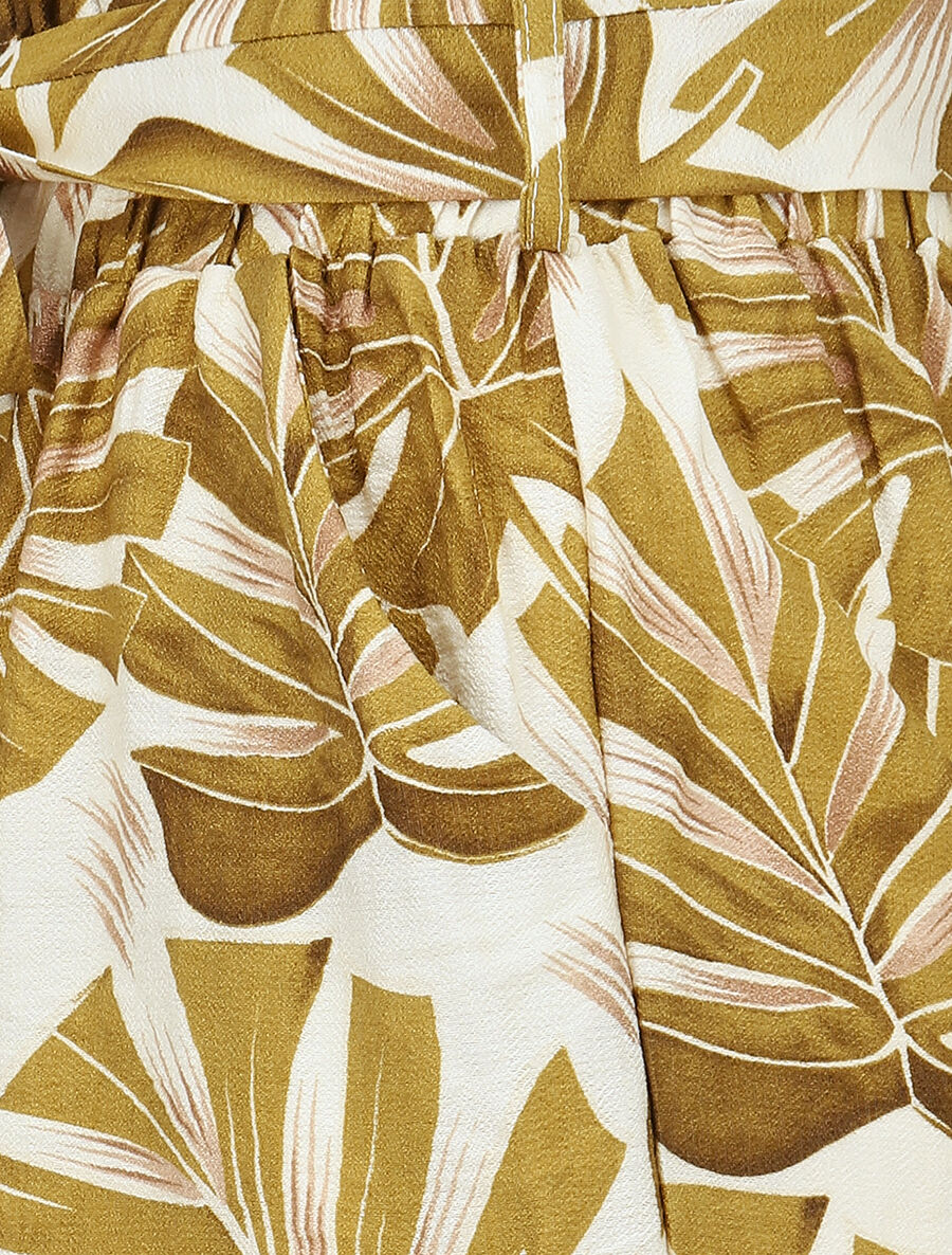 Short paper bag imprimé feuille tropicales - Jaune ocre - 3