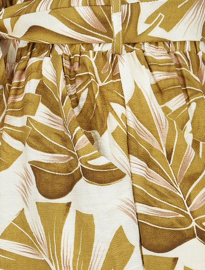 Short paper bag imprimé feuille tropicales - Jaune ocre - 3