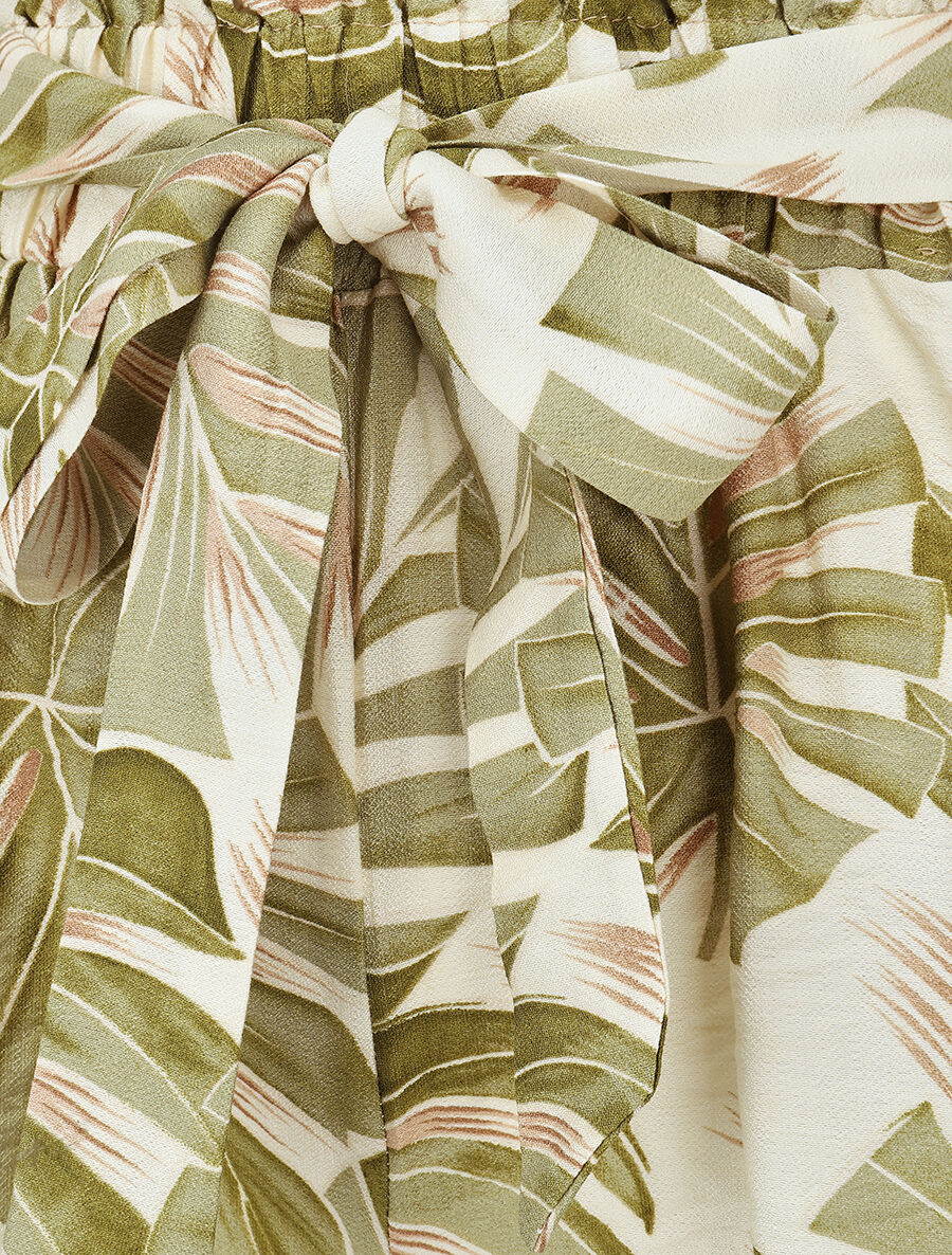 Short paper bag imprimé feuille tropicales - Kaki - 3