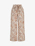 Pantalon imprimé fantaisie à taille haute élastiquée - Marron - 1
