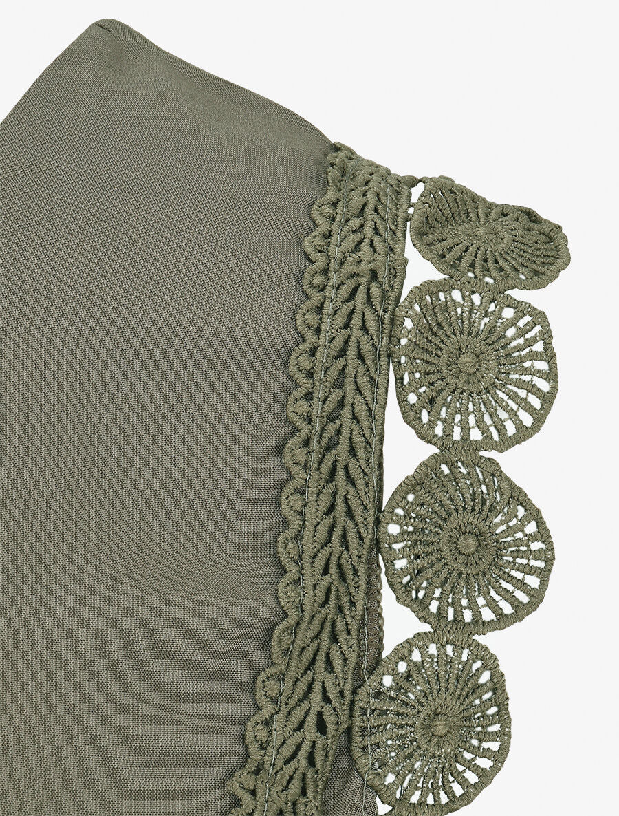 Top droit uni sans manches à dentelle - Kaki - 3