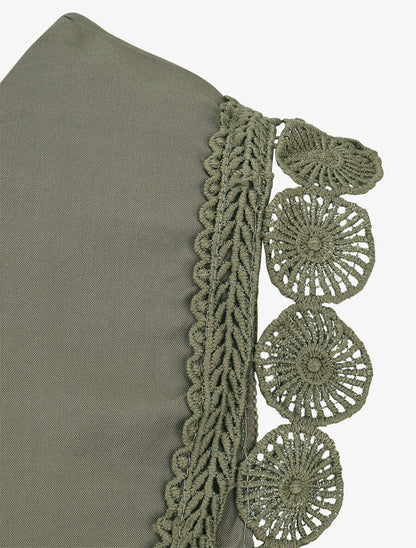 Top droit uni sans manches à dentelle - Kaki - 3