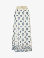 Jupe longue style corset imprimé floral - Bleu clair - 1