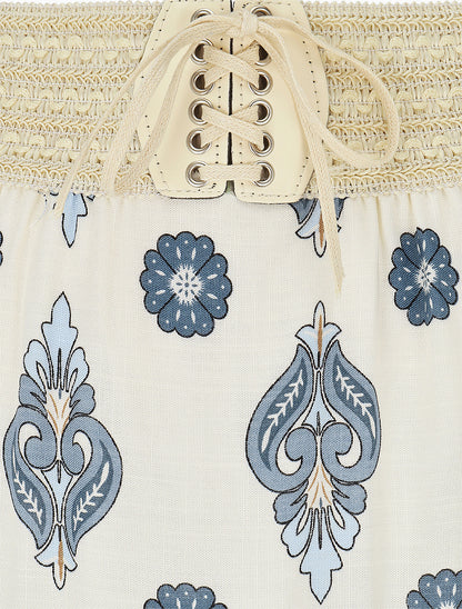 Jupe longue style corset imprimé floral - Bleu clair - 3