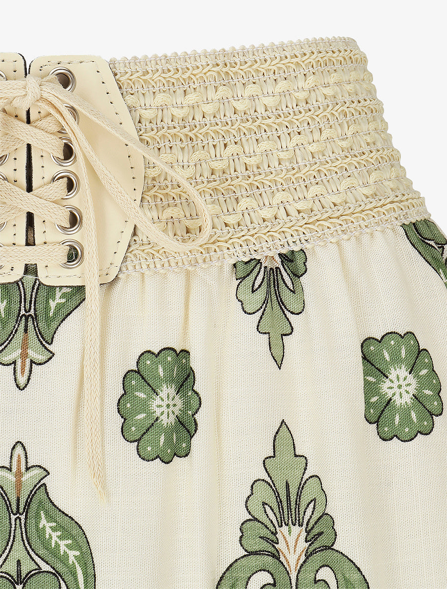 Jupe longue style corset imprimé floral - Kaki - 3