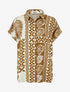 Chemise ample manches courtes imprimé tropical - Marron - 1