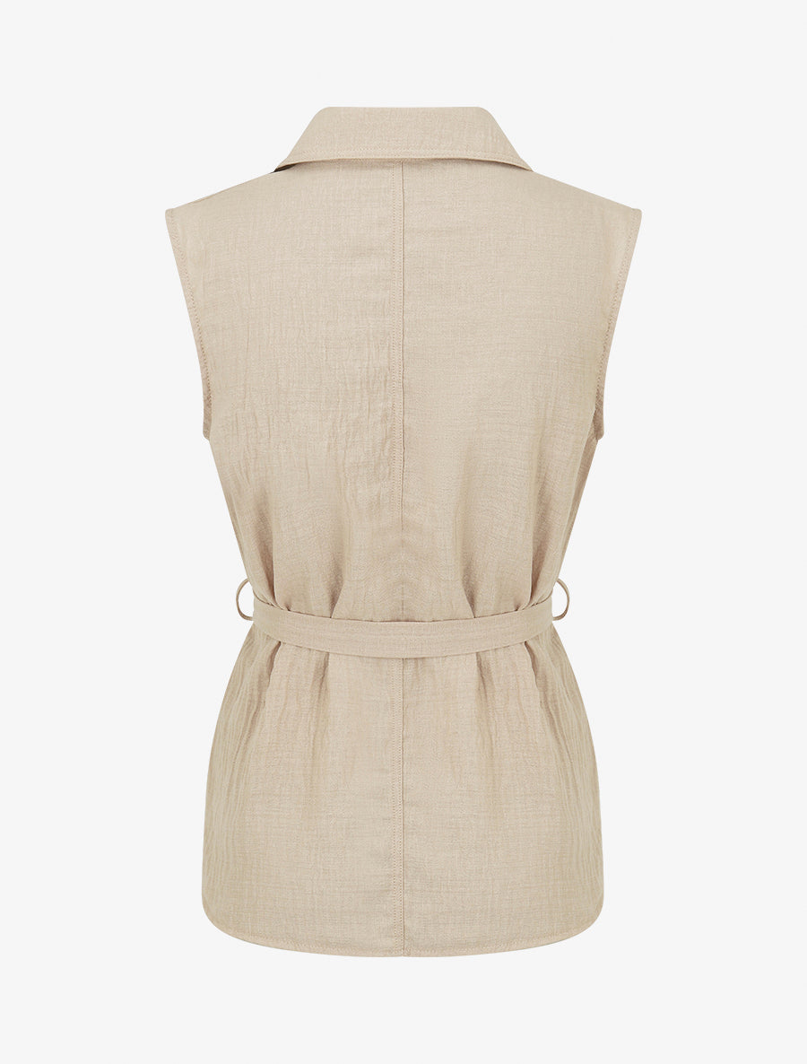Top sans manches à nouer - Beige - 2