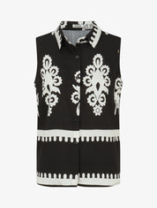 Top sans manches imprimé ikat - Noir - 1