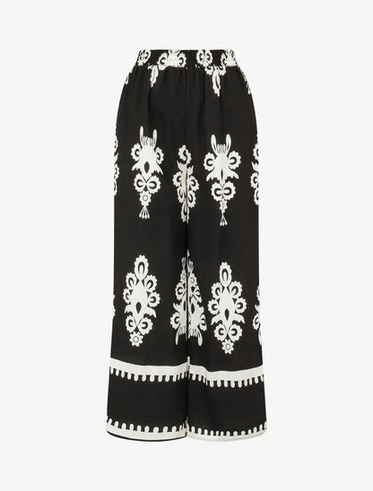 Pantalon droit imprimé ikat - Noir - 1