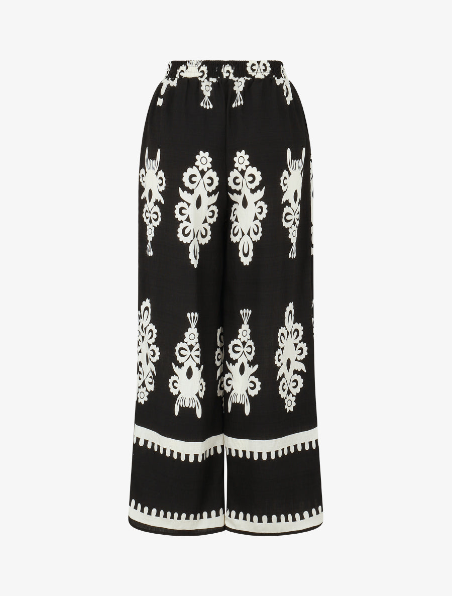 Pantalon droit imprimé ikat - Noir - 2
