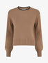 Pull droit à col rond brodé - Taupe - 1
