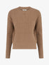 Pull droit à col rond en maille tressée - Taupe - 1