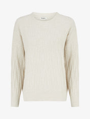 Pull en maille tressée coupe droite - Écru - 1