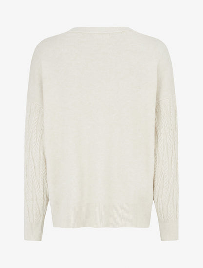 Pull en maille tressée coupe droite - Écru - 2