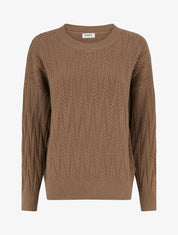 Pull en maille tressée coupe droite - Taupe - 1