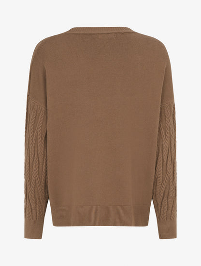 Pull en maille tressée coupe droite - Taupe - 2