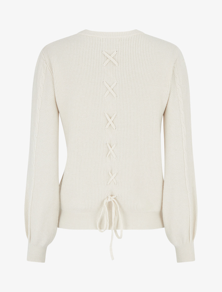 Pull droit à dos style corset - Blanc - 2