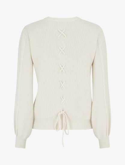 Pull droit à dos style corset - Blanc - 2
