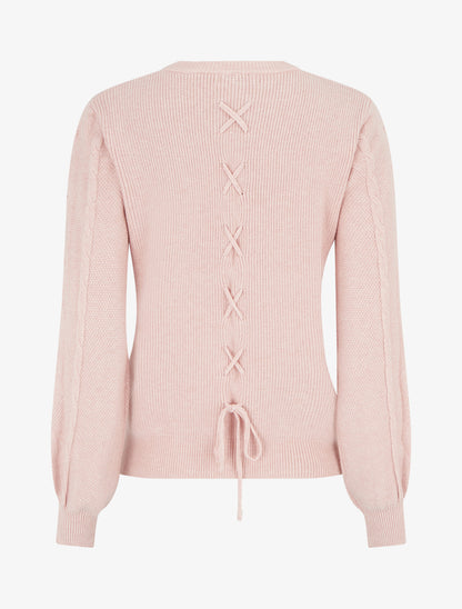 Pull droit à dos style corset - Rose - 2