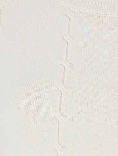 Pull en maille stylisée coupe droite - Écru - 3